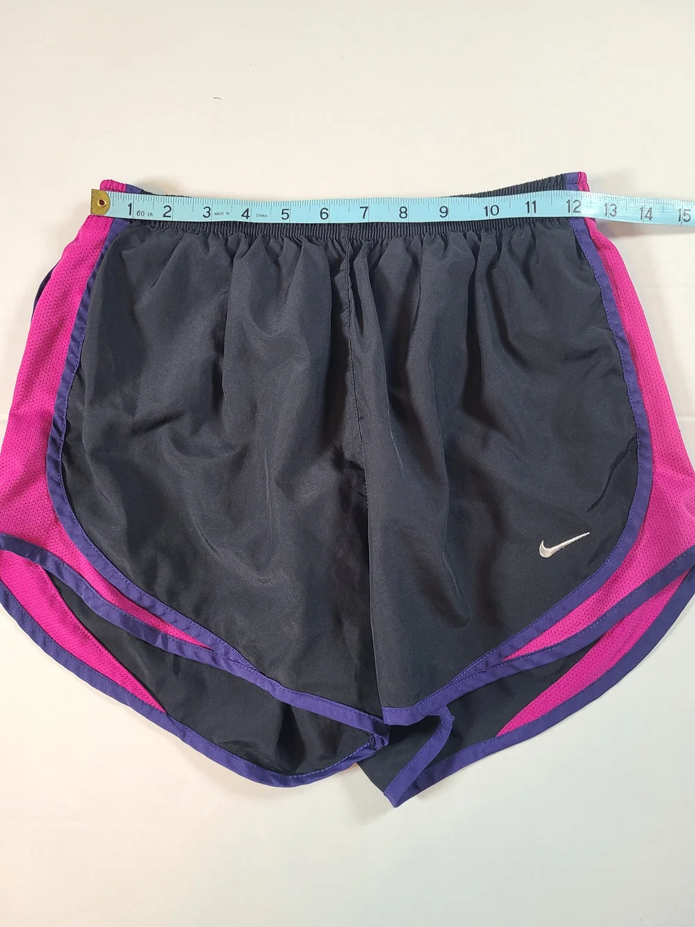 Nike Black Womens Athletic Dri Fit Shorts with Purple Trim Size M